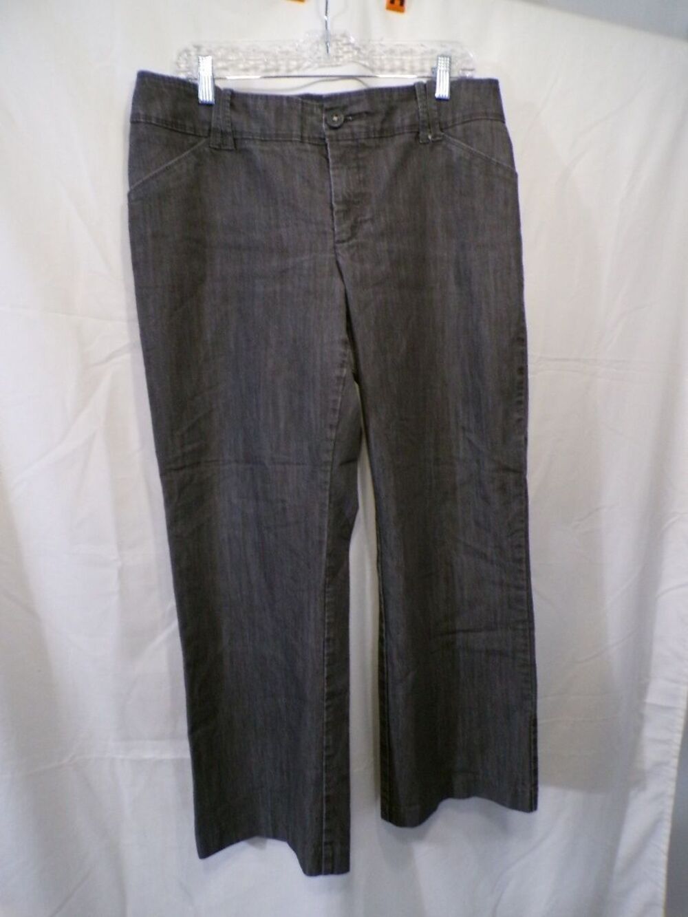 Lee Women's 12 Petite Gray Dress Pants Slim Straight Flat Front